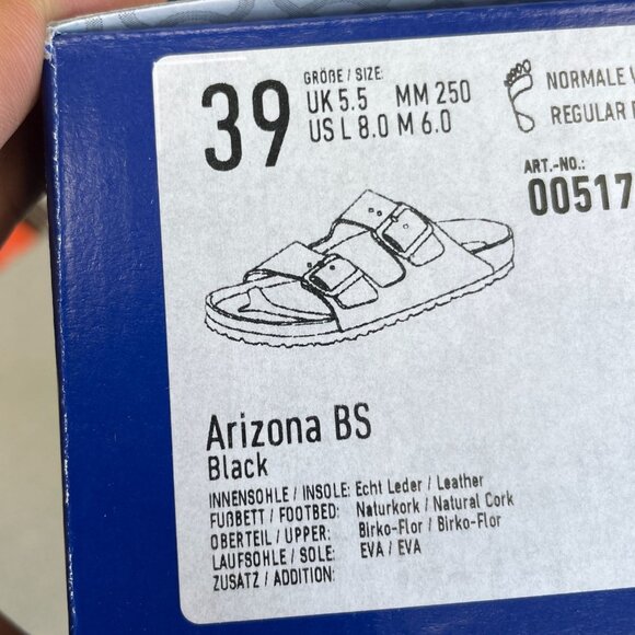 NEW Birkenstock Arizona Oiled Leather Black Cork Slide Sandals Women's Size 8US/ - Picture 10 of 11